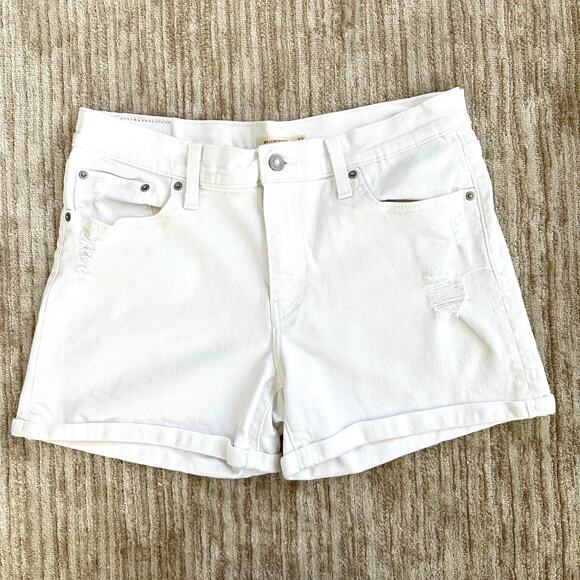 Levi's White Mid Length Denim Shorts Size 32 Stretch Women's jean Shorts - Picture 1 of 5